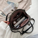 Vintage Crossbody Bag Purse Kiss Lock Tote Handbag with Chain
