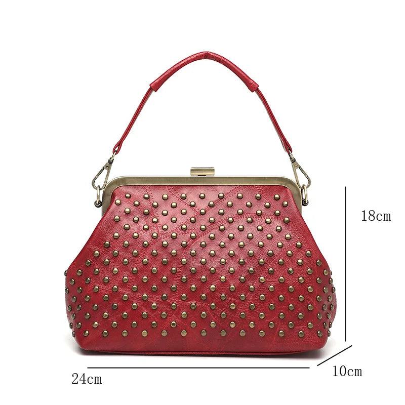 Vintage Women Shoulder Bags Crossbody Bag Large Capacity Shell Bag Rivet Tote