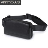 Women PU Leather Waist Bag Fanny Pack Double Pocket Small Phone Bag Purse