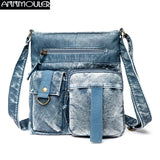 Women's Soft Leather Crossbody Bag Multi-pockets Shoulder Bag