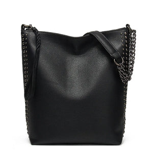 Rivet Bucket Bag Casual Wild Large Capacity Shoulder Bag Women Crossbody Bags