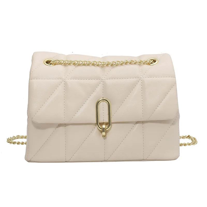 Quilted PU Leather Crossbody Bag Chain Underarm Messenger HPS1307