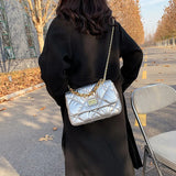Diamond Lattice Shoulder Bag Small Square Crossbody Handbag