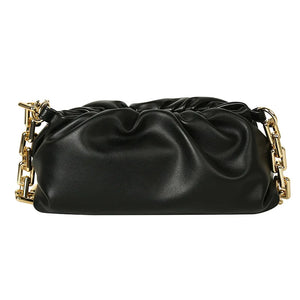 Cloud Shape Women Bag Pleated Tote Bag Thick Chain Dumpling Clip Purse Bag
