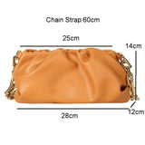 Cloud Shape Women Bag Pleated Tote Bag Thick Chain Dumpling Clip Purse Bag