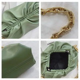 Cloud Shape Women Bag Pleated Tote Bag Thick Chain Dumpling Clip Purse Bag