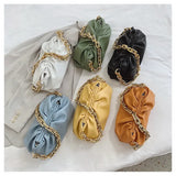 Cloud Shape Women Bag Pleated Tote Bag Thick Chain Dumpling Clip Purse Bag