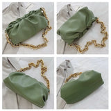 Cloud Shape Women Bag Pleated Tote Bag Thick Chain Dumpling Clip Purse Bag