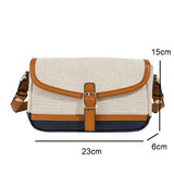 Square Bag Canvas PU Leather Patchwork Shoulder Bag Small Women Messenger Bags