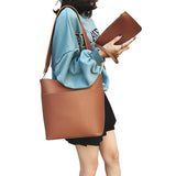 Large Capacity Women Bucket Bags PU Leather Shoulder Bags Solid Crossbody Bag
