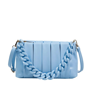 Pleated Chain Handbag Messenger Bag Lady PU Leather Shoulder