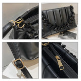 Pleated Chain Handbag Messenger Bag Lady PU Leather Shoulder