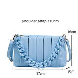 Pleated Chain Handbag Messenger Bag Lady PU Leather Shoulder