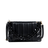 Pleated Chain Handbag Messenger Bag Lady PU Leather Shoulder
