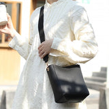 Retro Bucket Bag Casual Pu Leather Bag Shoulder Bag Lady Messenger Bag