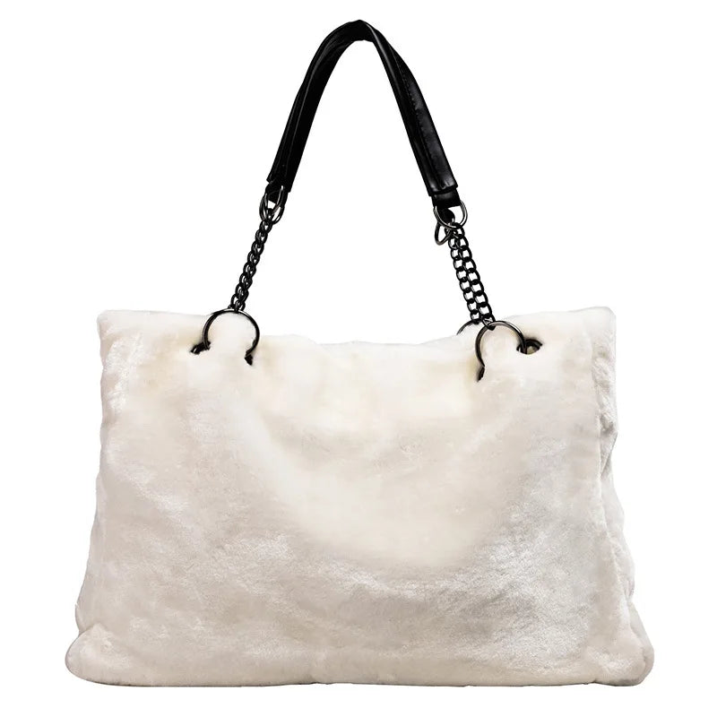 Plush Women Shoulder Bag High Capacity Totes Bags Hot Winter HPS971