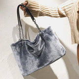 Plush Women Shoulder Bag High Capacity Totes Bags Hot Winter HPS971