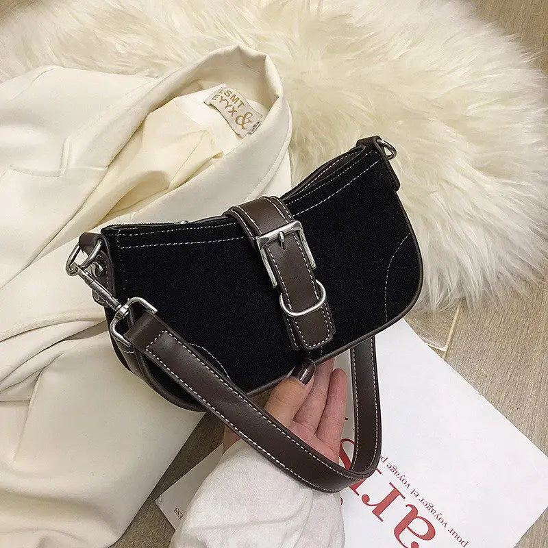 Panelled Square Canvas Shoulder Bag for Women HPS758