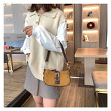 Panelled Square Canvas Shoulder Bag for Women HPS758