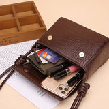 Small Crocodile Pattern Crossbody Bag Retro Style Solid Flap Shoulder Bag