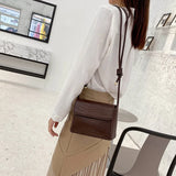 Small Crocodile Pattern Crossbody Bag Retro Style Solid Flap Shoulder Bag