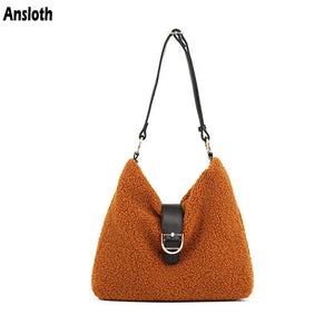 Soft Wool Plush Women Shoulder Bags Winter Style Underarm Bags Hot HPS998