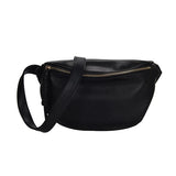 Women's Solid Waist Bag with Wide Strap, PU Leather Belt Pack