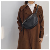 Women's Solid Waist Bag with Wide Strap, PU Leather Belt Pack