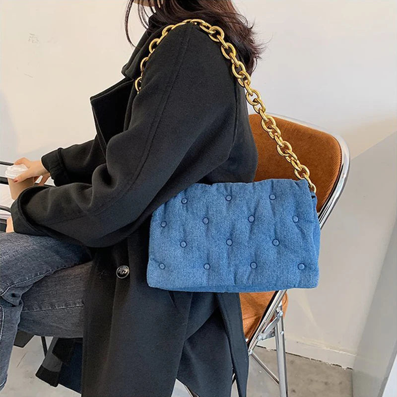 Vintage Denim Shoulder Bag Chain Handbag HPS1046