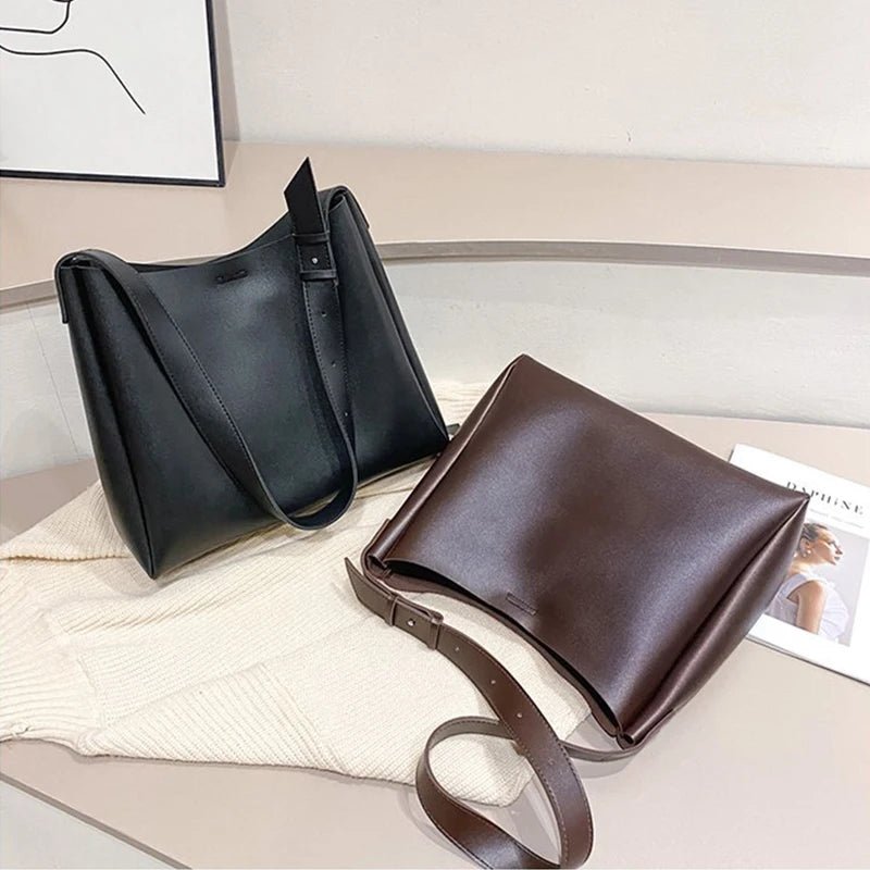 Large Capacity PU Leather Shoulder Bag Crossbody Tote
