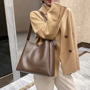 Large Capacity PU Leather Shoulder Bag Crossbody Tote