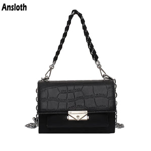 Crocodile Pattern Shoulder Bag Women Handbag PU Leather Flap Lady HPS1024