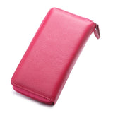 RFID Blocking Leather Long Wallet Zipper Card Bag