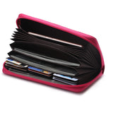 RFID Blocking Leather Long Wallet Zipper Card Bag