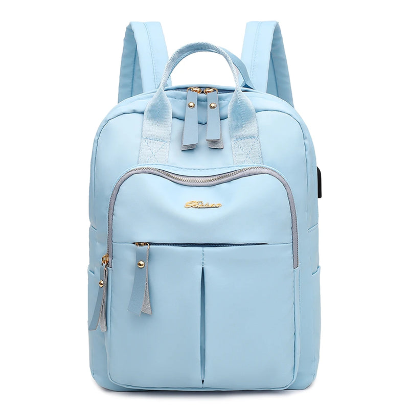 Anti Theft USB Charge Nylon Backpack Waterproof Women School Backpacks Bagpack