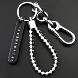 Anti-lost Key Wallet Phone Number Plate Leather Keychain Metal Key Ring
