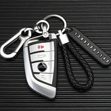 Anti-lost Key Wallet Phone Number Plate Leather Keychain Metal Key Ring