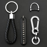 Anti-lost Key Wallet Phone Number Plate Leather Keychain Metal Key Ring