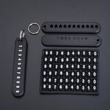Anti-lost Key Wallet Phone Number Plate Leather Keychain Metal Key Ring