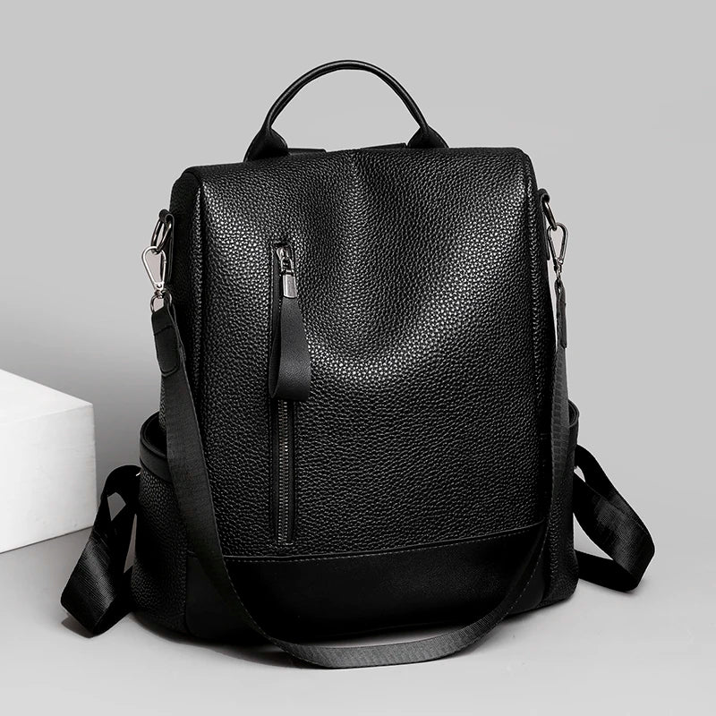 Retro Leather Women's Backpack for Teenage Girls