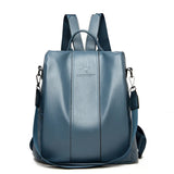 Vintage Leather Anti-theft Backpack Women Shoulder Bag