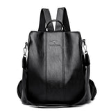 Vintage Leather Anti-theft Backpack Women Shoulder Bag