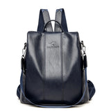 Vintage Leather Anti-theft Backpack Women Shoulder Bag