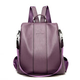 Vintage Leather Anti-theft Backpack Women Shoulder Bag