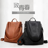 Vintage Leather Backpack Women Shoulder Bag Ladies High Capacity Travel Backpack