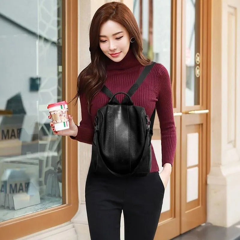 Vintage Leather Backpack Women Shoulder Bag Ladies High Capacity Travel Backpack