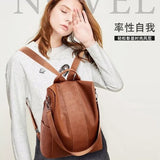Vintage Leather Backpack Women Shoulder Bag Ladies High Capacity Travel Backpack
