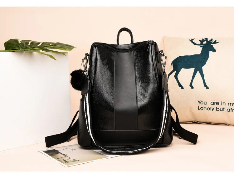 Anti-theft Women Backpacks Pu Leather Travel Backpacks Large Capacity Schoolbag