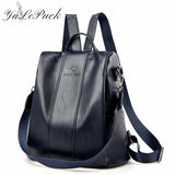 Anti-theft Leather Backpack Women Vintage Shoulder Bag Ladies Capacity Travel