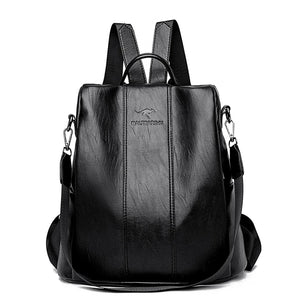 Vintage Leather Anti-Theft Backpack for Women - Travel School Girls Bag